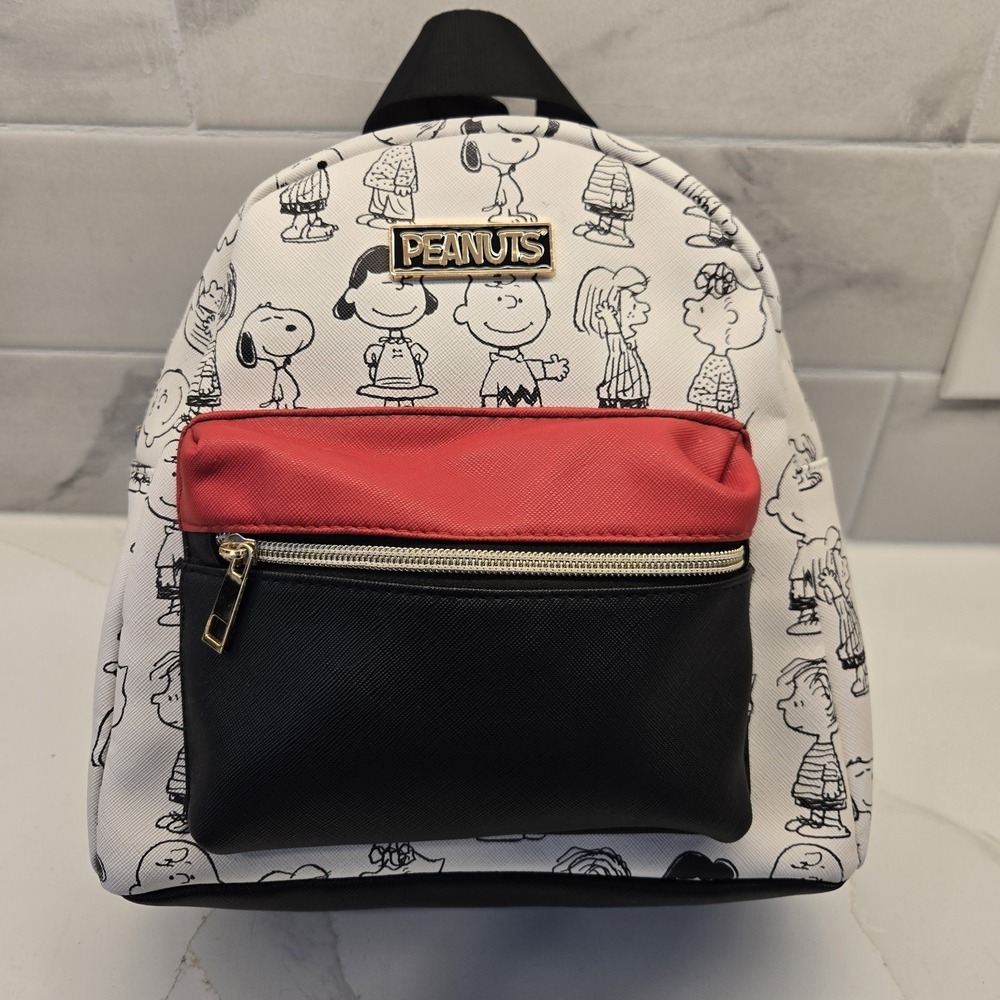 Peanuts Full Cast‎ Bioworld Mini Backpack 'White/Red/Black